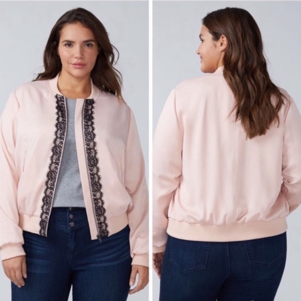 BRAND NEW Lane Bryant Cameo and Lace Bomber Jacket